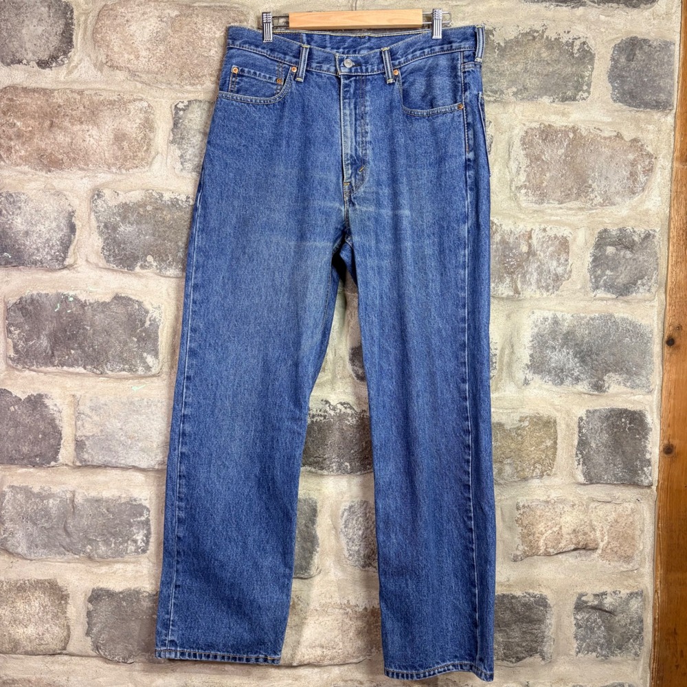 Levi Strauss 550 Men's Blue Denim Jeans W36 L32 Straight Leg 100% Cotton